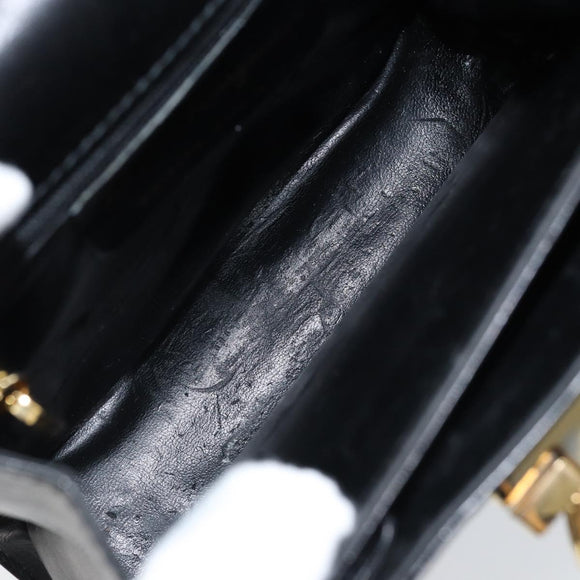 Salvatore Ferragamo Gancini Hand Bag Leather Black Gold Auth 173237