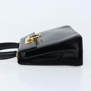 Salvatore Ferragamo Gancini Hand Bag Leather Black Gold Auth 173237-5