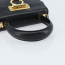 Salvatore Ferragamo Gancini Hand Bag Leather Black Gold Auth 173237-7