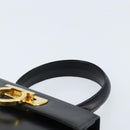 Salvatore Ferragamo Gancini Hand Bag Leather Black Gold Auth 173237-8