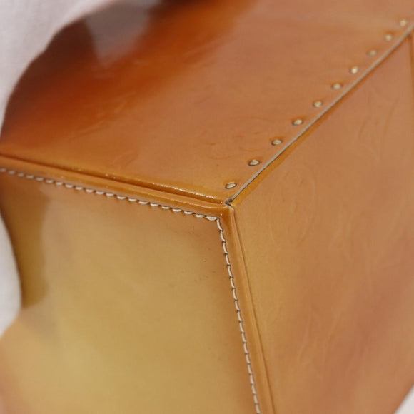 LOUIS VUITTON Monogram Vernis Bleecker Cosmetic Pouch Beige M91002 Auth 173240
