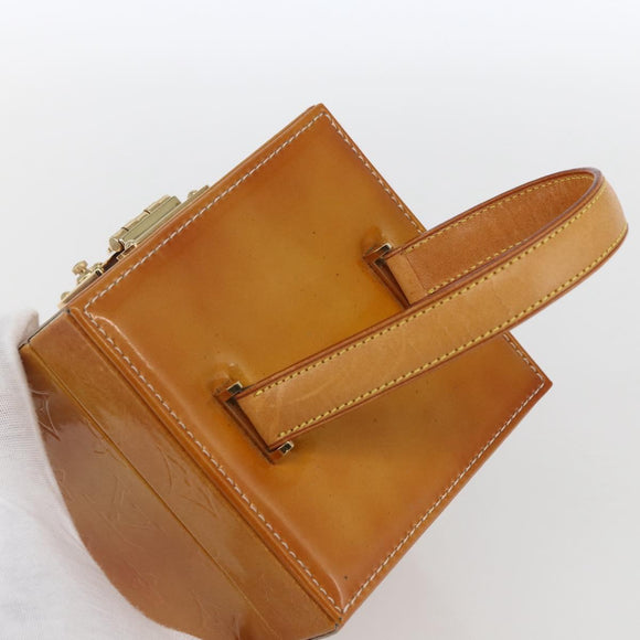 LOUIS VUITTON Monogram Vernis Bleecker Cosmetic Pouch Beige M91002 Auth 173240