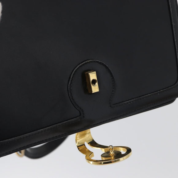 BALLY Shoulder Bag Leather Black Gold Auth 173248A