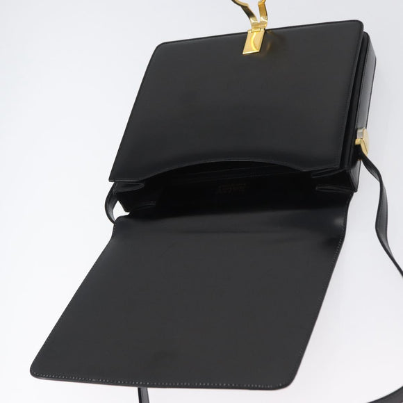 BALLY Shoulder Bag Leather Black Gold Auth 173248A