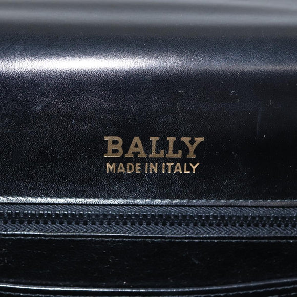 BALLY Shoulder Bag Leather Black Gold Auth 173248A