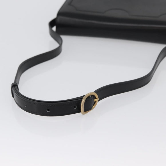 BALLY Shoulder Bag Leather Black Gold Auth 173248A