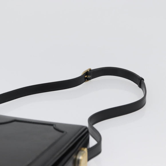 BALLY Shoulder Bag Leather Black Gold Auth 173248A