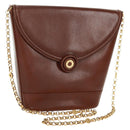 TIFFANY&Co. Schultertasche mit Kette Leder Braun Gold Auth 173250V-1