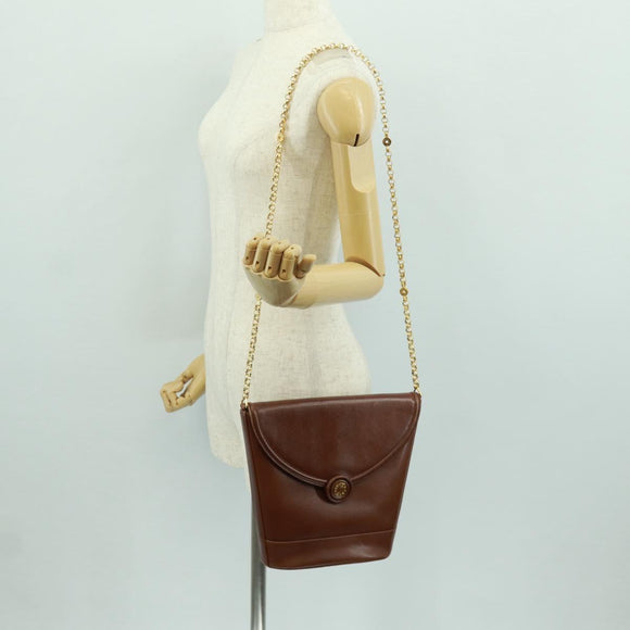 TIFFANY&Co. Schultertasche mit Kette Leder Braun Gold Auth 173250V