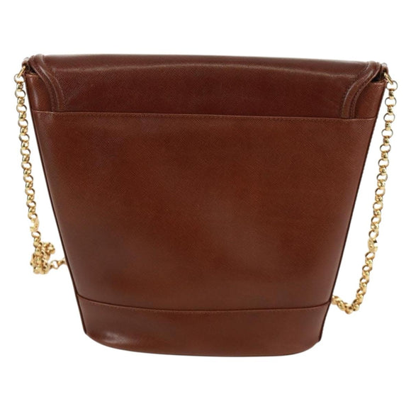 TIFFANY&Co. Schultertasche mit Kette Leder Braun Gold Auth 173250V