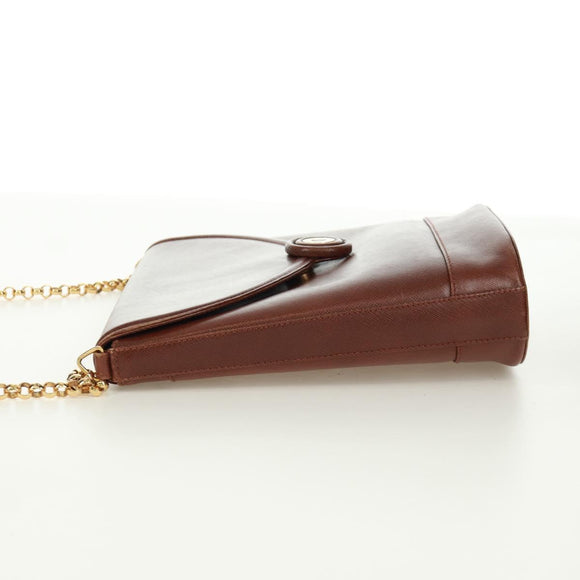 TIFFANY&Co. Schultertasche mit Kette Leder Braun Gold Auth 173250V