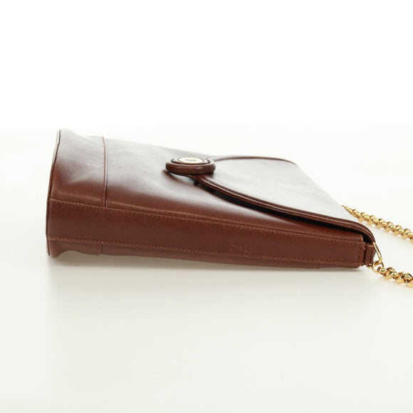 TIFFANY&Co. Schultertasche mit Kette Leder Braun Gold Auth 173250V