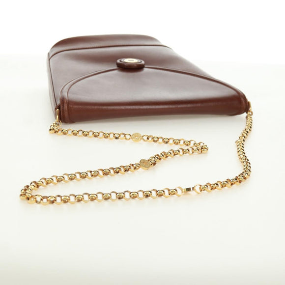 TIFFANY&Co. Schultertasche mit Kette Leder Braun Gold Auth 173250V