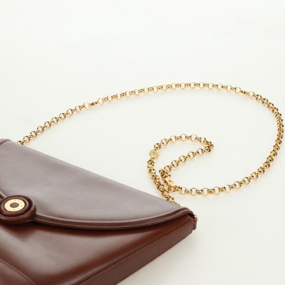 TIFFANY&Co. Schultertasche mit Kette Leder Braun Gold Auth 173250V