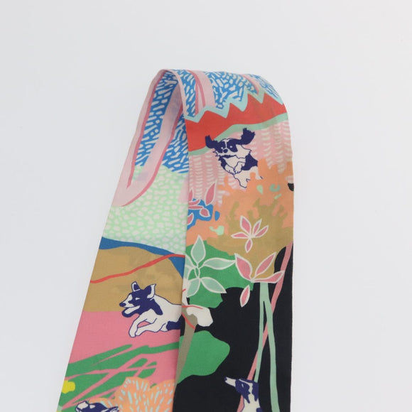 HERMES Twilly Scarf ""En Liberté ! "" Silk Multicolor Auth 173260A