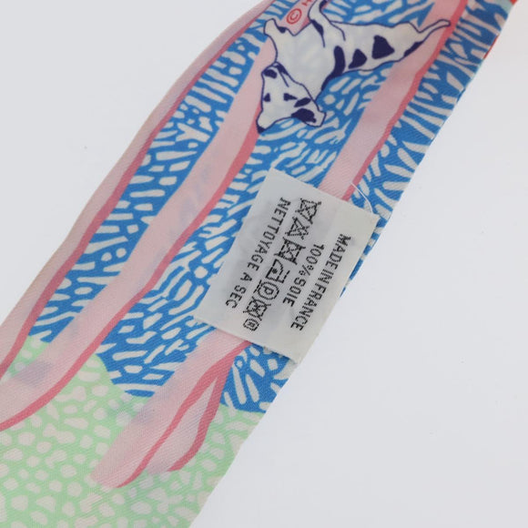 HERMES Twilly Scarf ""En Liberté ! "" Silk Multicolor Auth 173260A