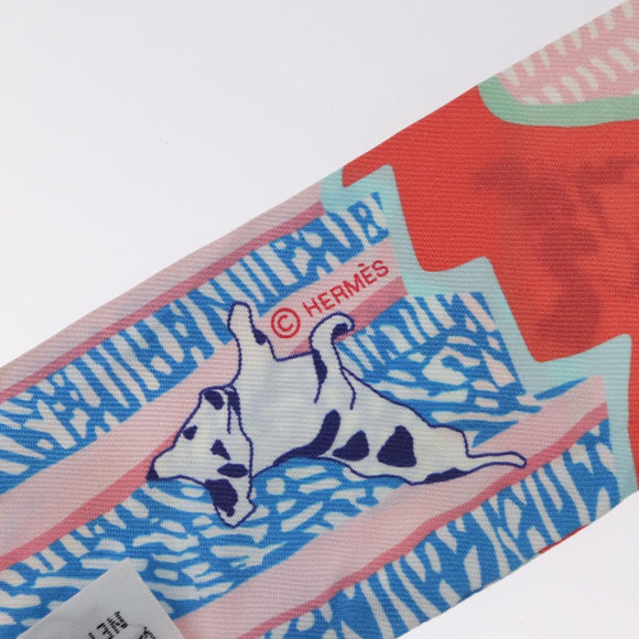 HERMES Twilly Scarf ""En Liberté ! "" Silk Multicolor Auth 173260A