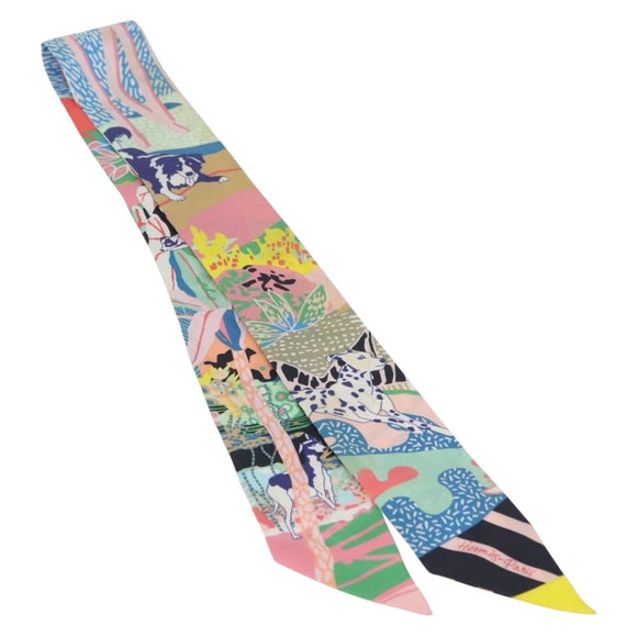 HERMES Twilly Scarf ""En Liberté ! "" Silk Multicolor Auth 173260A