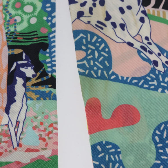 HERMES Twilly Scarf ""En Liberté ! "" Silk Multicolor Auth 173260A