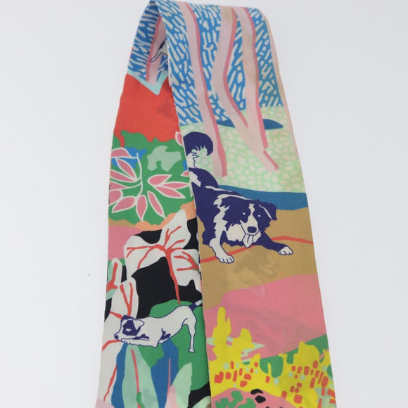 HERMES Twilly Scarf ""En Liberté ! "" Silk Multicolor Auth 173260A