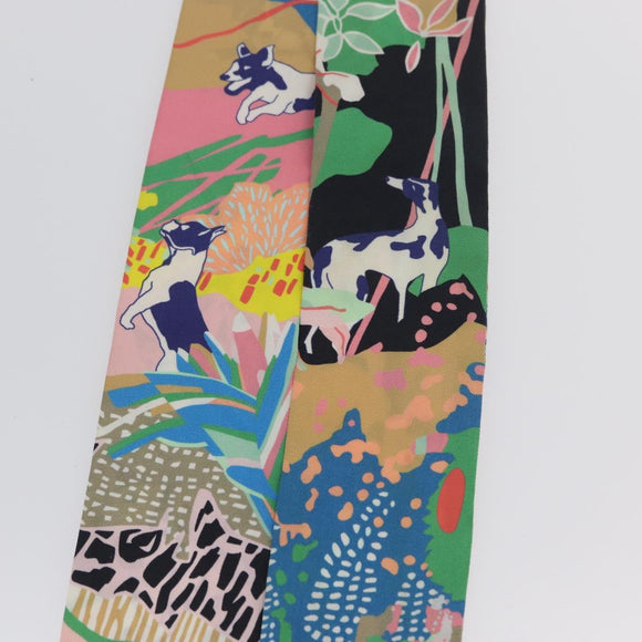 HERMES Twilly Scarf ""En Liberté ! "" Silk Multicolor Auth 173260A