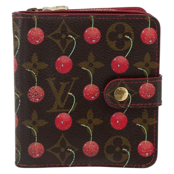 LOUIS VUITTON Monogram Cherry Compact zip Bifold Wallet M95005 LV Auth 173270V