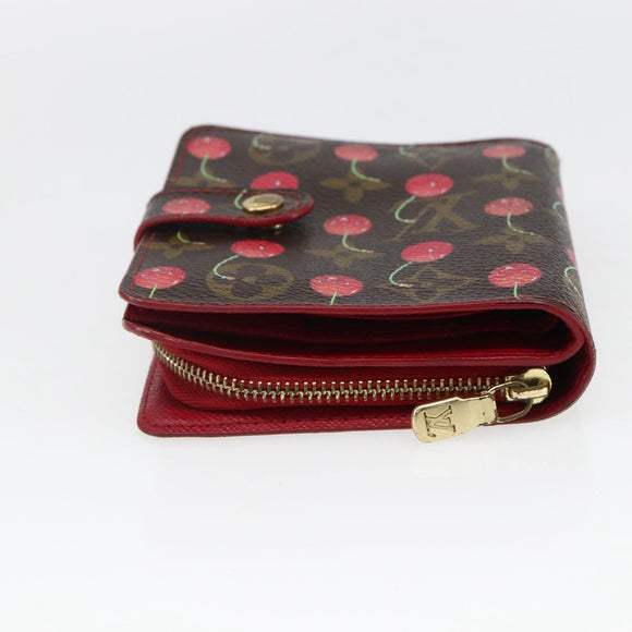 LOUIS VUITTON Monogram Cherry Compact zip Bifold Wallet M95005 LV Auth 173270V