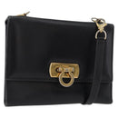 Salvatore Ferragamo Gancini Shoulder Bag Leather Gold Black Auth 173272-1