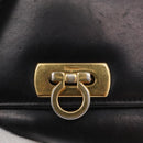 Salvatore Ferragamo Gancini Shoulder Bag Leather Gold Black Auth 173272-15