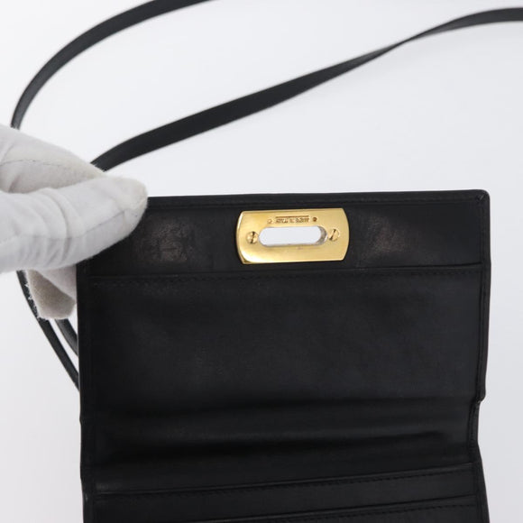 Salvatore Ferragamo Gancini Shoulder Bag Leather Gold Black Auth 173272