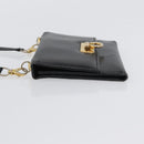 Salvatore Ferragamo Gancini Shoulder Bag Leather Gold Black Auth 173272-5