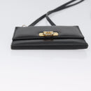 Salvatore Ferragamo Gancini Shoulder Bag Leather Gold Black Auth 173272-9