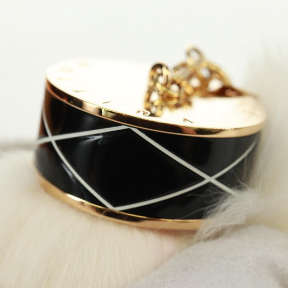 LOUIS VUITTON Fuzzy V Key Holder Fur White Gold M67369 LV Auth 173275M