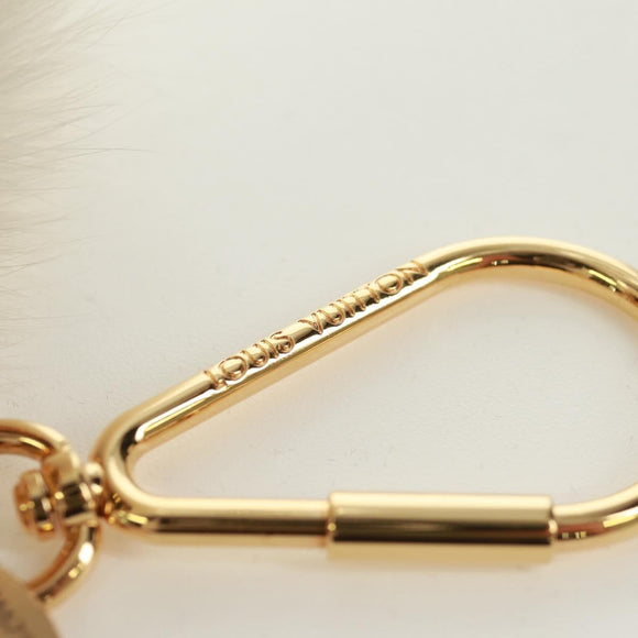 LOUIS VUITTON Fuzzy V Key Holder Fur White Gold M67369 LV Auth 173275M