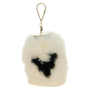 LOUIS VUITTON Fuzzy V Key Holder Fur White Gold M67369 LV Auth 173275M-2