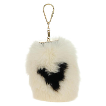 LOUIS VUITTON Fuzzy V Key Holder Fur White Gold M67369 LV Auth 173275M - 0