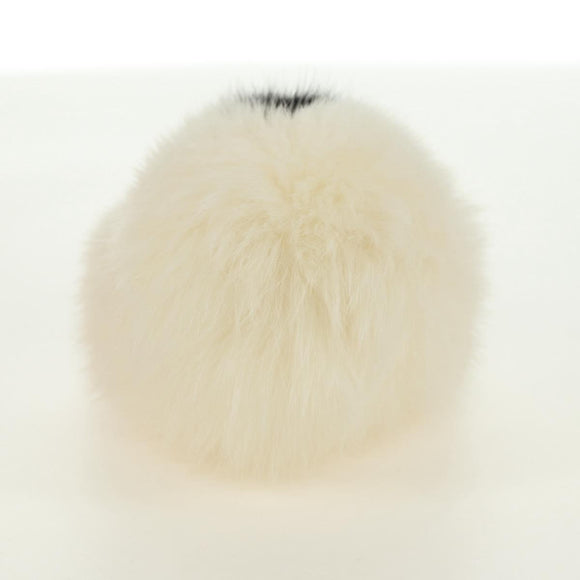 LOUIS VUITTON Fuzzy V Key Holder Fur White Gold M67369 LV Auth 173275M
