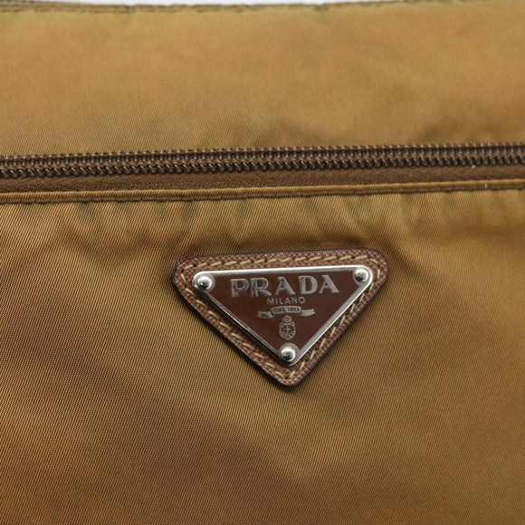 PRADA Shoulder Bag Nylon Beige Silver Auth 173279