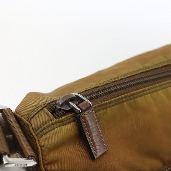 PRADA Shoulder Bag Nylon Beige Silver Auth 173279