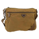 PRADA Shoulder Bag Nylon Beige Silver Auth 173279-1