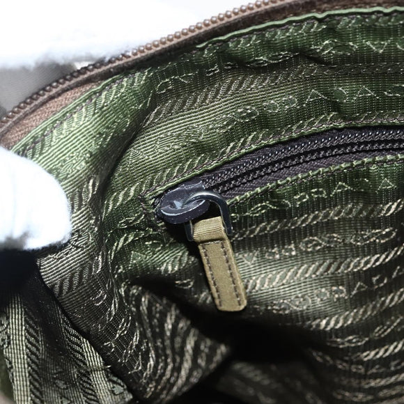 PRADA Shoulder Bag Nylon Beige Silver Auth 173279