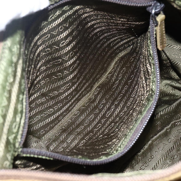 PRADA Shoulder Bag Nylon Beige Silver Auth 173279