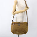 PRADA Shoulder Bag Nylon Beige Silver Auth 173279-25