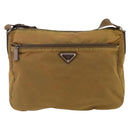 PRADA Shoulder Bag Nylon Beige Silver Auth 173279-13