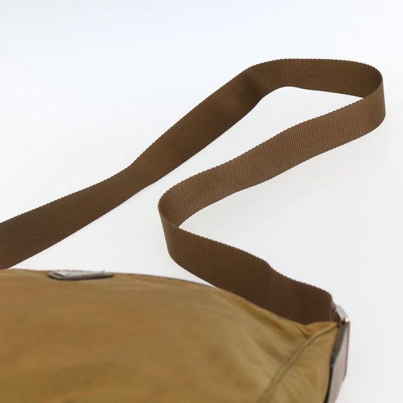 PRADA Shoulder Bag Nylon Beige Silver Auth 173279