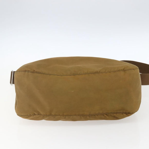 PRADA Shoulder Bag Nylon Beige Silver Auth 173279