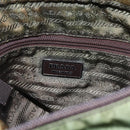 PRADA Schultertasche Nylon Khaki Silber Auth 173280-20