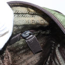 PRADA Schultertasche Nylon Khaki Silber Auth 173280-23