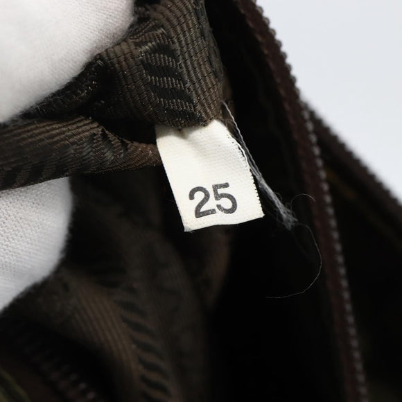 PRADA Schultertasche Nylon Khaki Silber Auth 173280