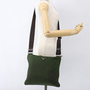 PRADA Shoulder Bag Nylon Khaki Silver Auth 173280-26